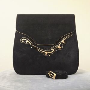 Bally Vintage Black Suede Shoulder Bag